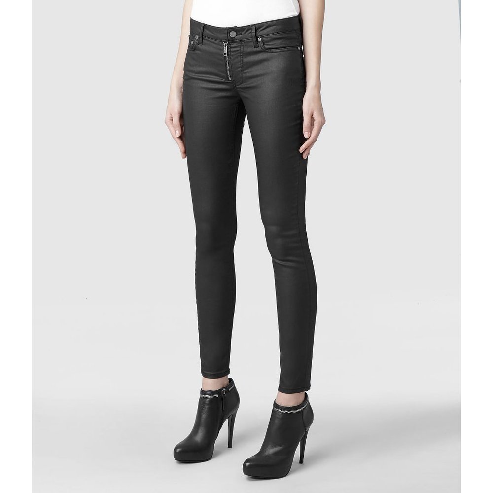 All Saints Track Skinny Coated Jeans
